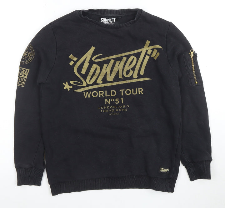 Sonneti Boys Black Graphic Print Pullover Sweatshirt 13-15 Years