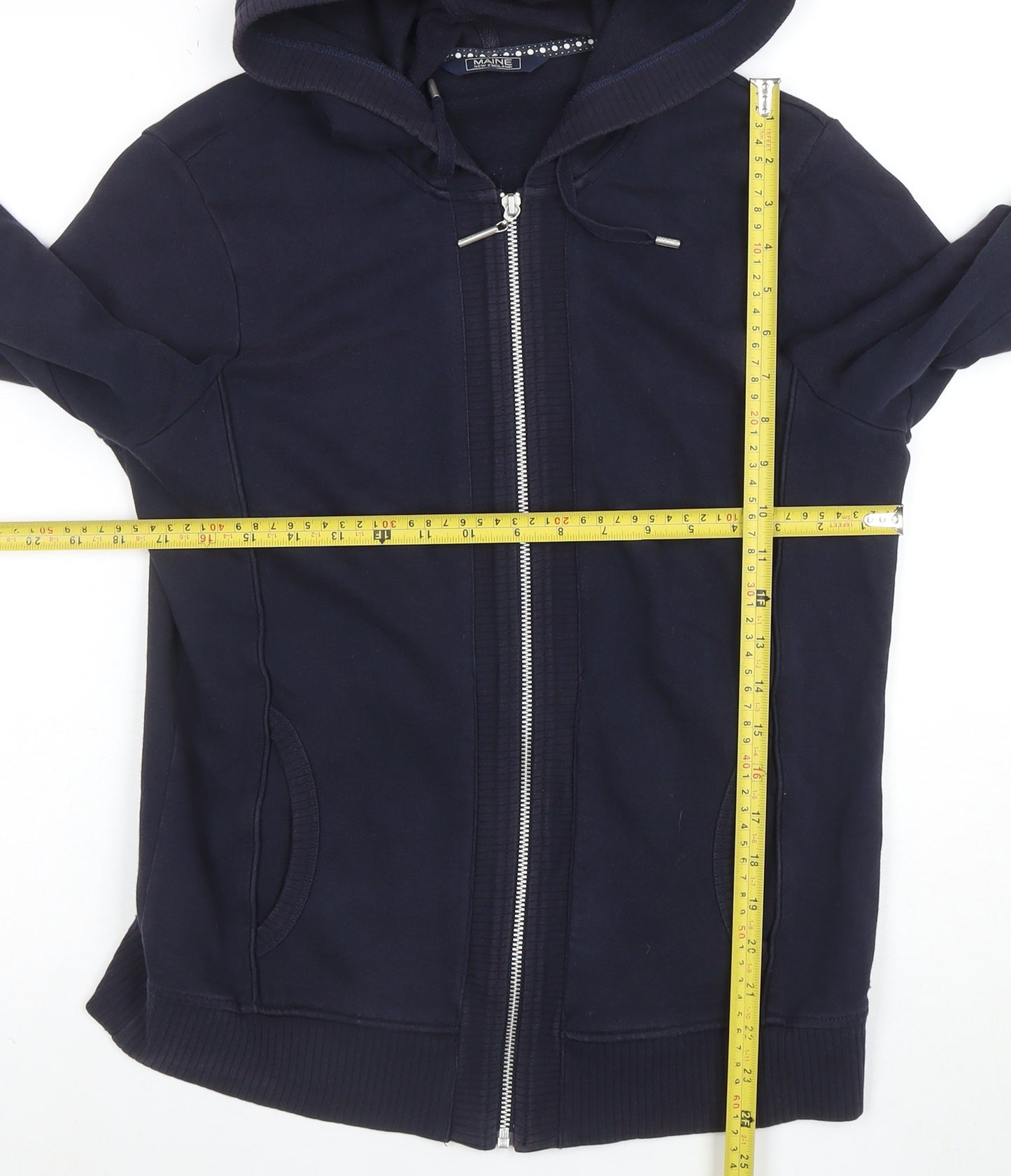 Debenhams Women Navy Full Zip Hoodie Size 14 Cotton Blend
