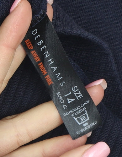 Debenhams Women Navy Full Zip Hoodie Size 14 Cotton Blend