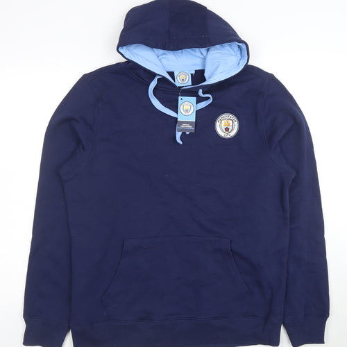 Manchester City Women Navy Blue Pullover Hoodie L Cotton