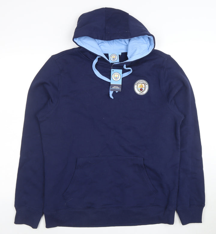 Manchester City Women Navy Blue Pullover Hoodie L Cotton
