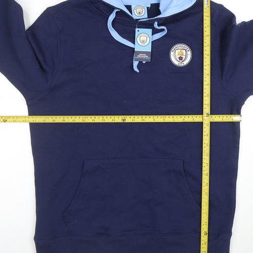 Manchester City Women Navy Blue Pullover Hoodie L Cotton