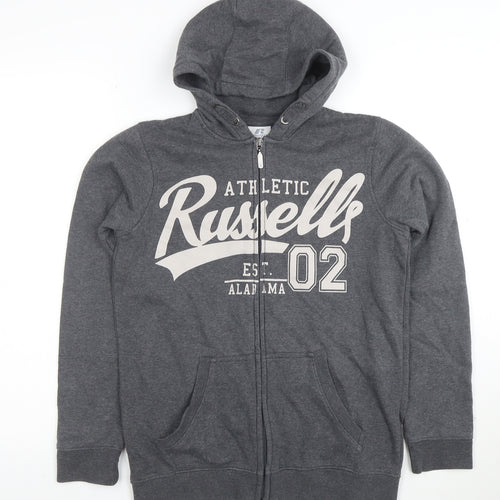 Russell Athletic Boys Grey Full Zip Hoodie Size 12-13 Years Cotton Blend