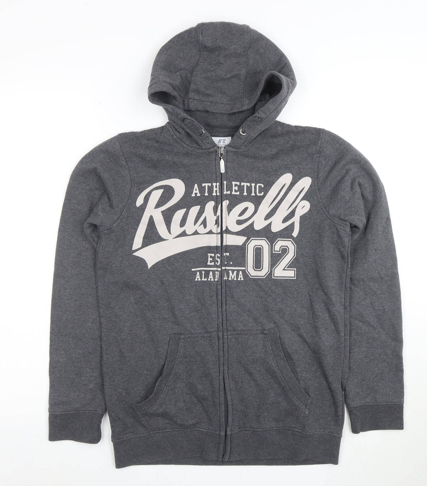 Russell Athletic Boys Grey Full Zip Hoodie Size 12-13 Years Cotton Blend