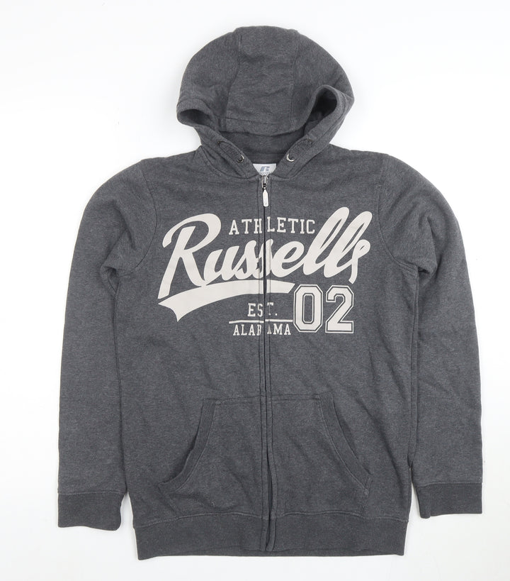 Russell Athletic Boys Grey Full Zip Hoodie Size 12-13 Years Cotton Blend