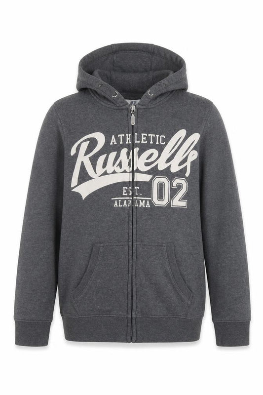 Russell Athletic Boys Grey Full Zip Hoodie Size 12-13 Years Cotton Blend