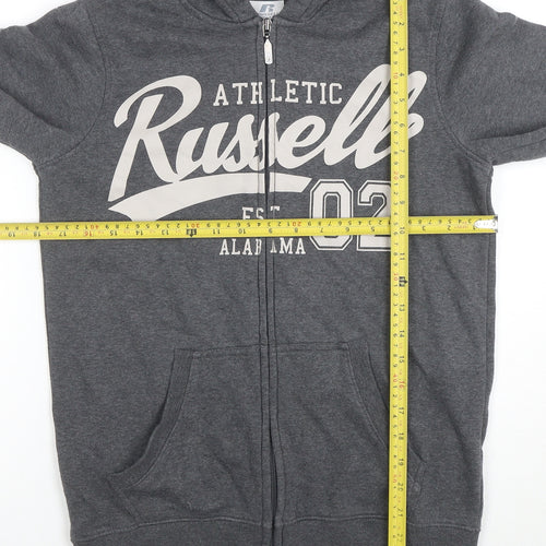 Russell Athletic Boys Grey Full Zip Hoodie Size 12-13 Years Cotton Blend