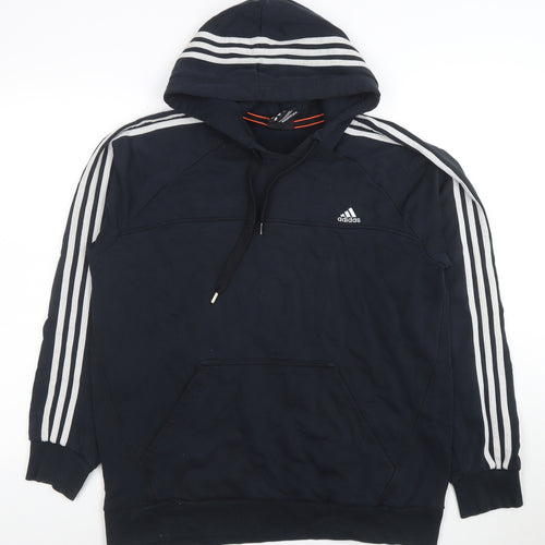 adidas Men's Black 2XL Pullover Hoodie with Logo and Drawstrings