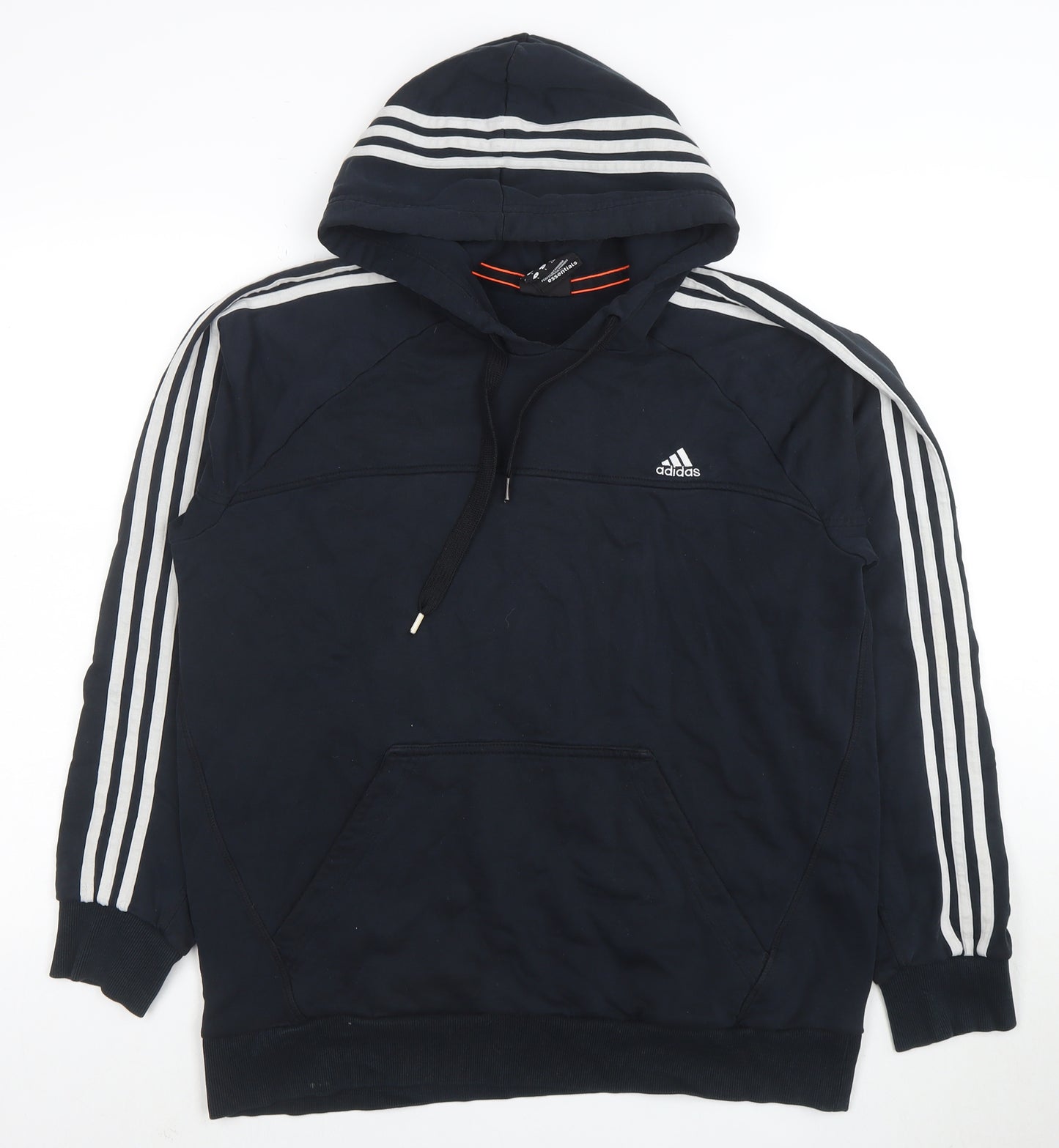 adidas Men's Black 2XL Pullover Hoodie with Logo and Drawstrings