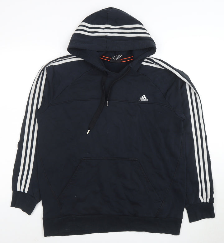 adidas Men's Black 2XL Pullover Hoodie with Logo and Drawstrings