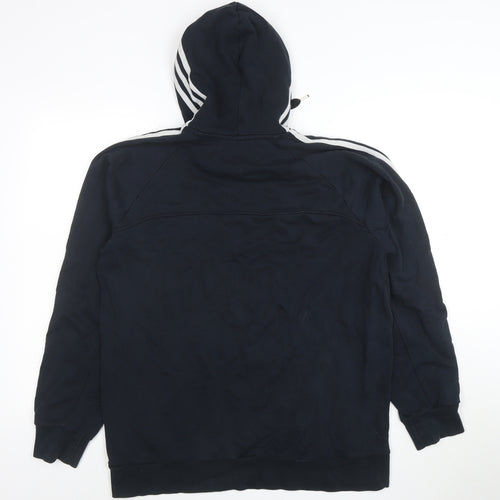 adidas Men's Black 2XL Pullover Hoodie with Logo and Drawstrings