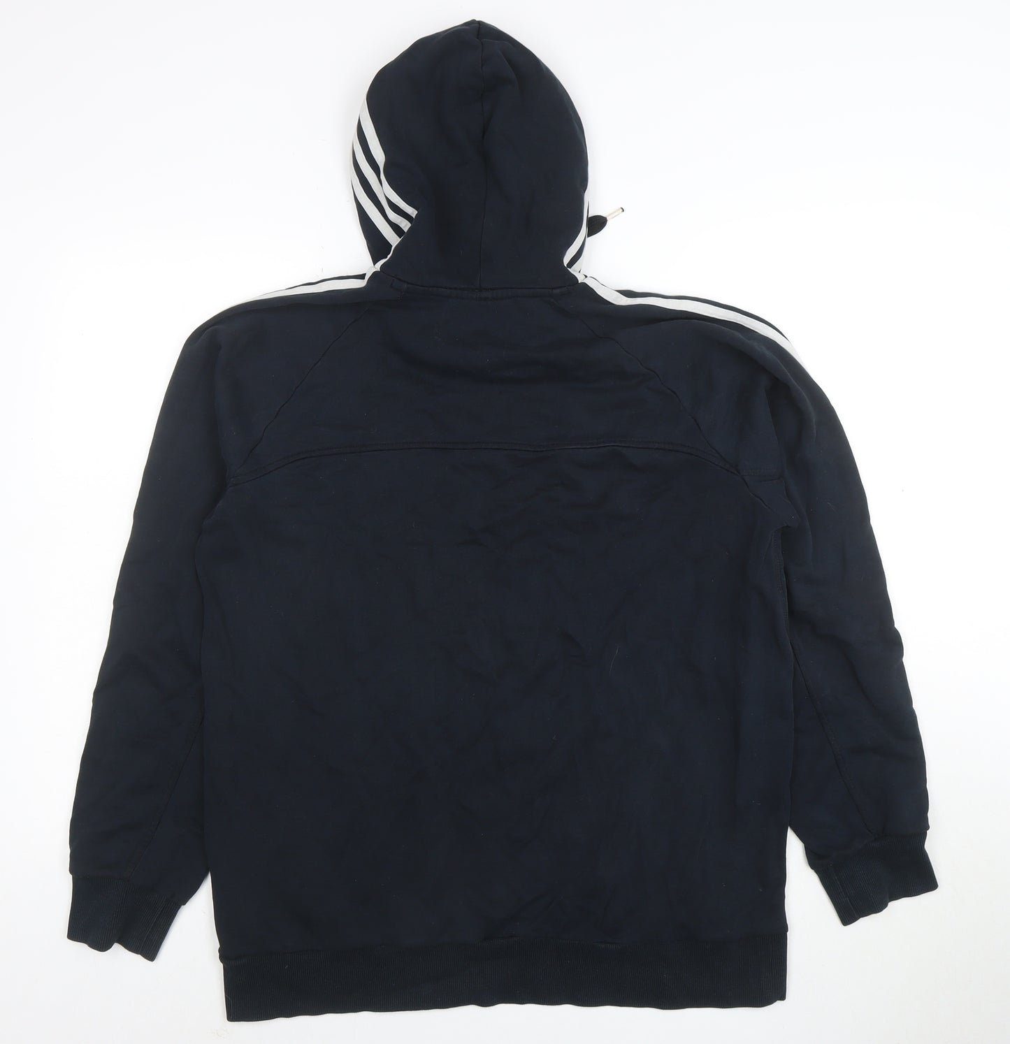 adidas Men's Black 2XL Pullover Hoodie with Logo and Drawstrings