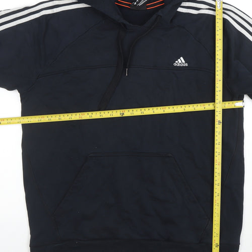 adidas Men's Black 2XL Pullover Hoodie with Logo and Drawstrings