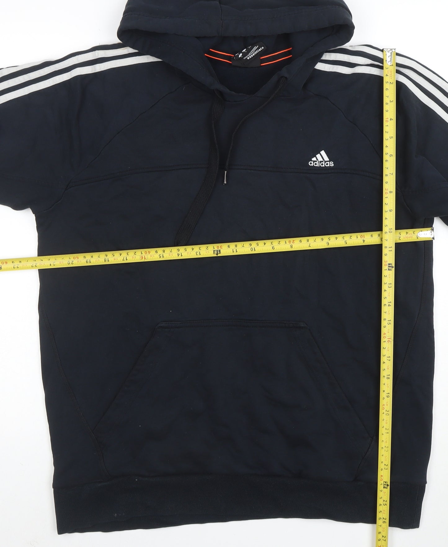 adidas Men's Black 2XL Pullover Hoodie with Logo and Drawstrings