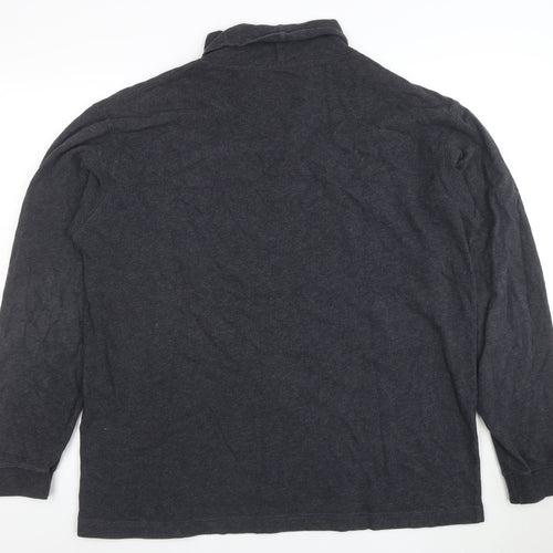 GANT Men's Grey Mock Neck Cotton Sweatshirt M Classic Logo Pullover
