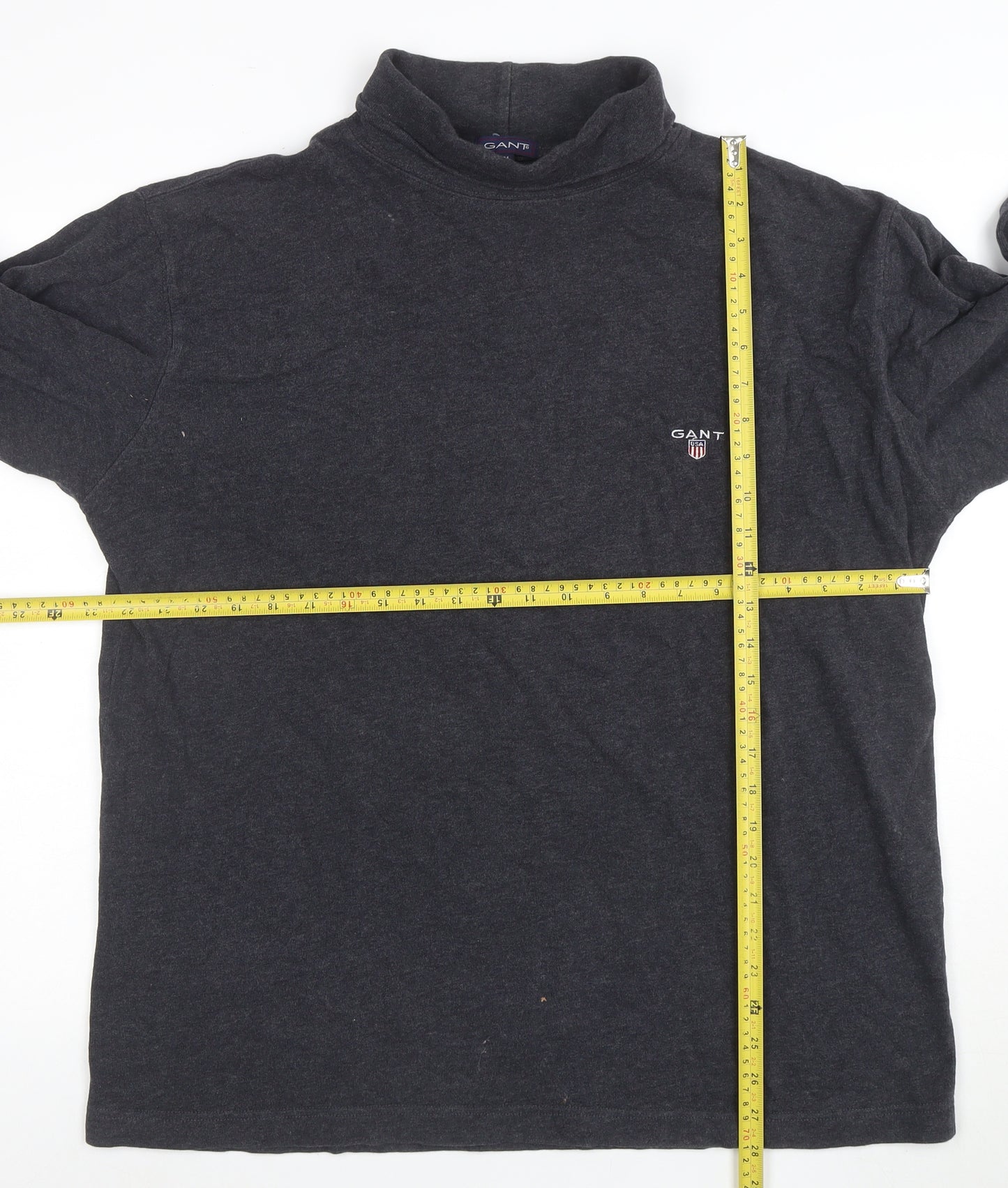 GANT Men's Grey Mock Neck Cotton Sweatshirt M Classic Logo Pullover