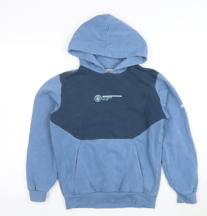 Puma Boys Blue Pullover Hoodie Manchester City Graphic Size 11-12 Years