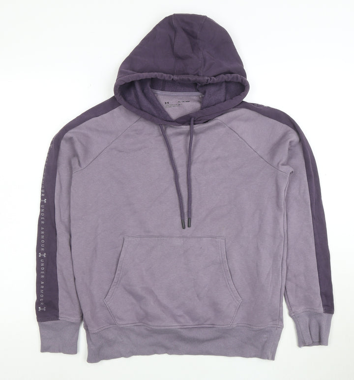 Under Armour Womens Purple XS Pullover Hoodie with Logo Trim