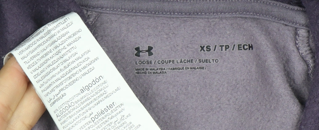 Under Armour Womens Purple XS Pullover Hoodie with Logo Trim
