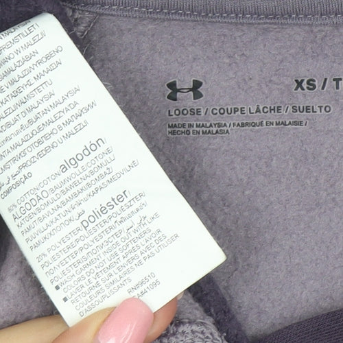Under Armour Womens Purple XS Pullover Hoodie with Logo Trim