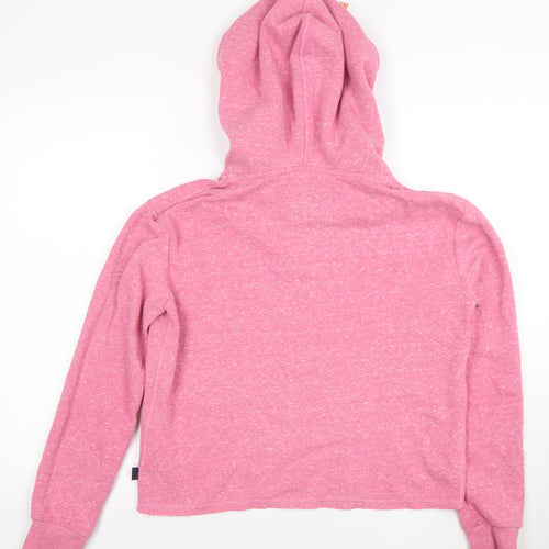 Superdry Womens Pink Pullover Hoodie UK 8 Floral Graphic Heritage
