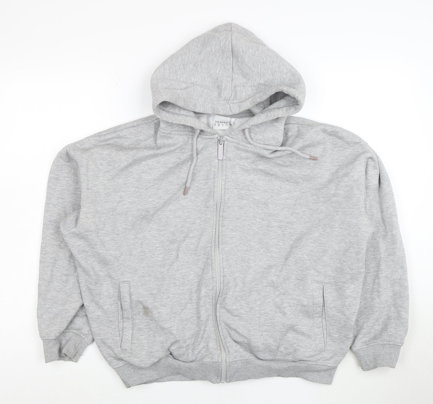 USAPRO Women's Grey Full Zip Hoodie Size UK 8 Cotton Blend
