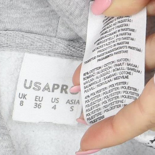 USAPRO Women's Grey Full Zip Hoodie Size UK 8 Cotton Blend