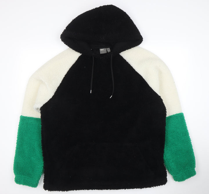 ASOS Men’s Black Colour Block Fleece Pullover Hoodie Size S