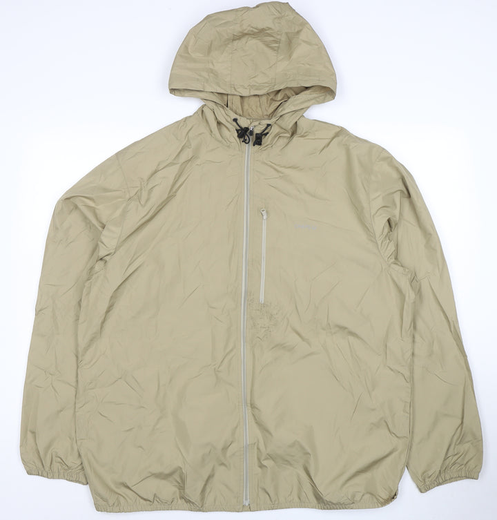 Chaps Men's Beige XL Hooded Windbreaker Jacket Polyester