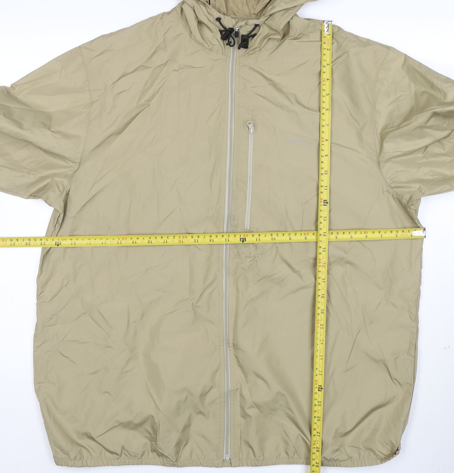 Chaps Men's Beige XL Hooded Windbreaker Jacket Polyester