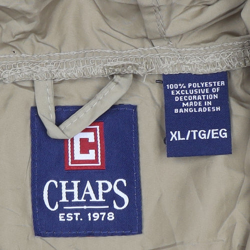 Chaps Men's Beige XL Hooded Windbreaker Jacket Polyester