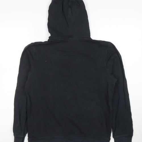 Jack & Jones Mens Black Pullover Hoodie Small Graphic Print