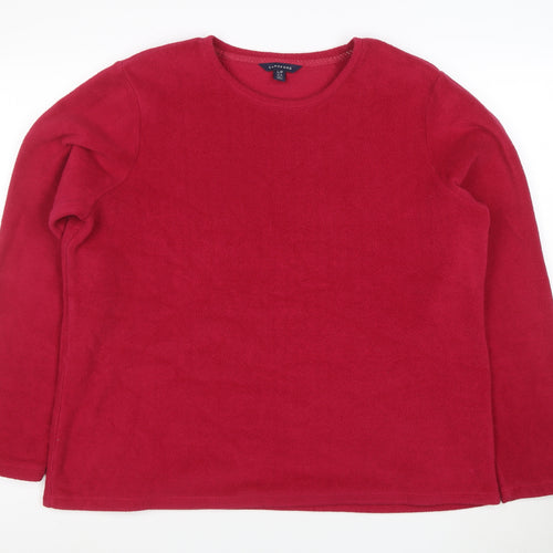Lands' End Womens Red Fleece Pullover Sweatshirt Size L 14-16