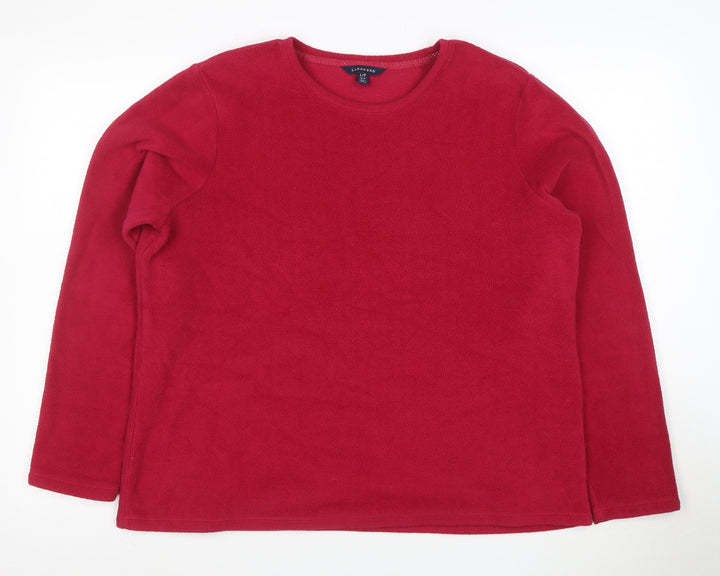 Lands' End Womens Red Fleece Pullover Sweatshirt Size L 14-16