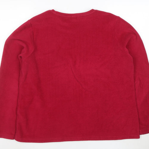 Lands' End Womens Red Fleece Pullover Sweatshirt Size L 14-16