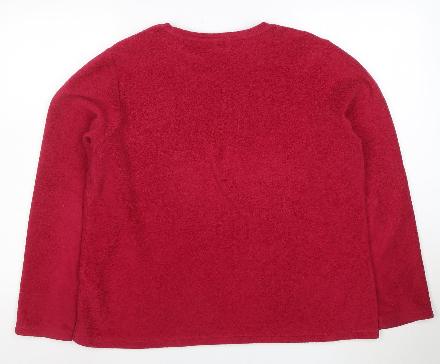 Lands' End Womens Red Fleece Pullover Sweatshirt Size L 14-16