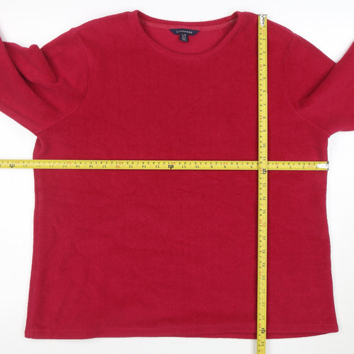 Lands' End Womens Red Fleece Pullover Sweatshirt Size L 14-16