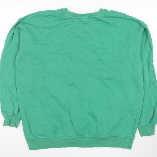 Sugarhill Brighton Women Green Flamingo Embroidered Pullover Sweatshirt Size M
