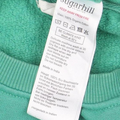 Sugarhill Brighton Women Green Flamingo Embroidered Pullover Sweatshirt Size M