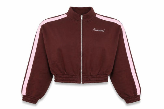 Front view of EGO women’s brown pink full zip hoodie, size UK 12, cotton blend