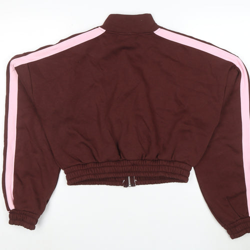 EGO Womens Brown Pink Full Zip Hoodie Size 12 Cotton Blend