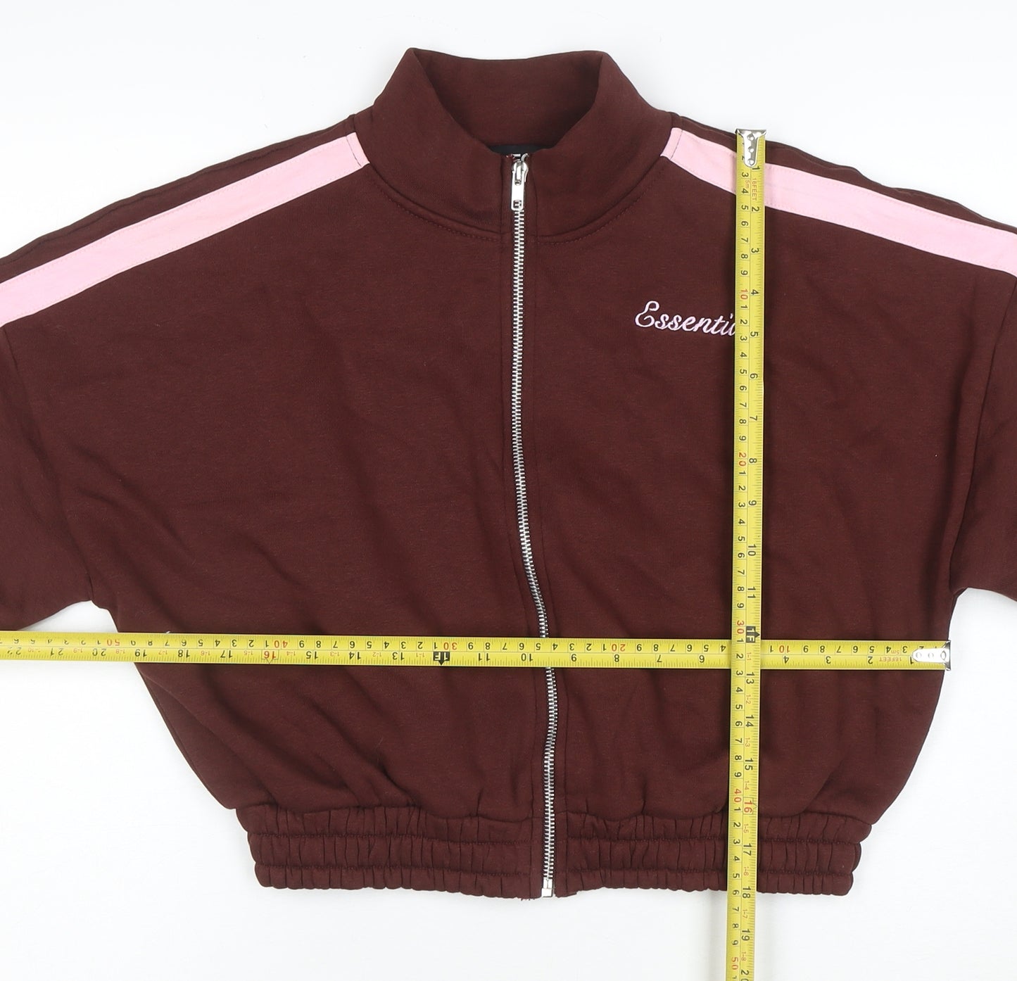 EGO Womens Brown Pink Full Zip Hoodie Size 12 Cotton Blend