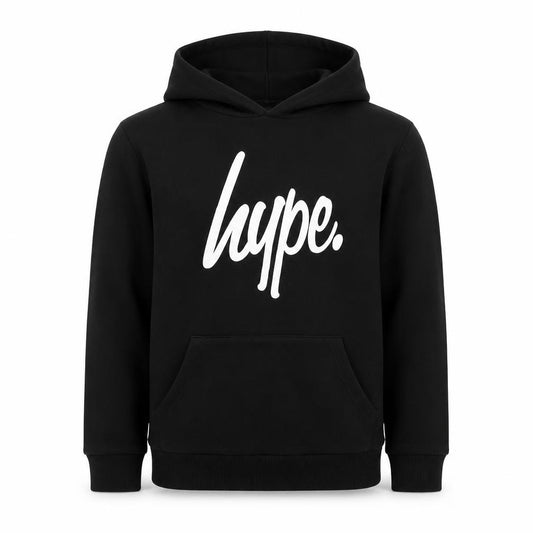 Hype Boys Black Pullover Hoodie 13 Years Cotton Blend Graphic Print