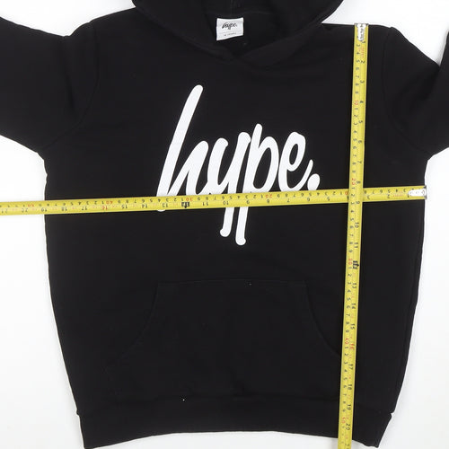 Hype Boys Black Pullover Hoodie 13 Years Cotton Blend Graphic Print