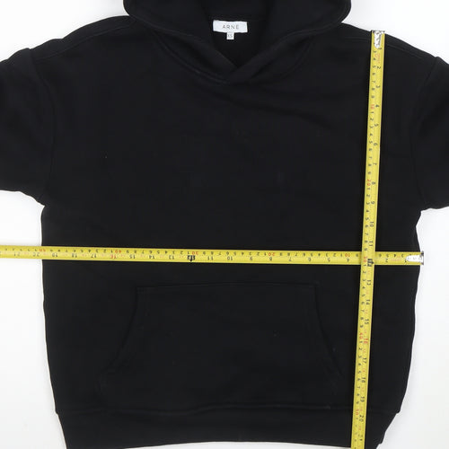 ARNE Womens Black XS Pullover Hoodie Cotton Blend Casual