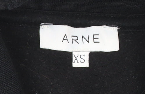 ARNE Womens Black XS Pullover Hoodie Cotton Blend Casual