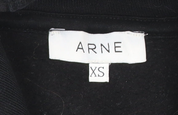 ARNE Womens Black XS Pullover Hoodie Cotton Blend Casual