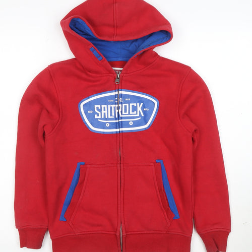 Saltrock Boys Red Full Zip Hoodie Size 7-8 Years Cotton Blend