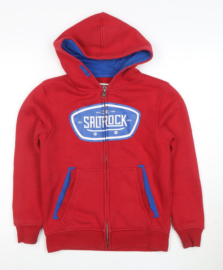Saltrock Boys Red Full Zip Hoodie Size 7-8 Years Cotton Blend