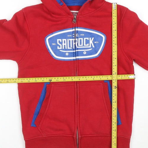 Saltrock Boys Red Full Zip Hoodie Size 7-8 Years Cotton Blend